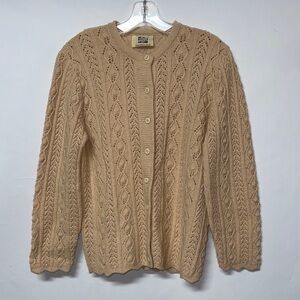 Vintage Sears Roebuck And Co “The‎ Fashion Place” peach cardigan S Small